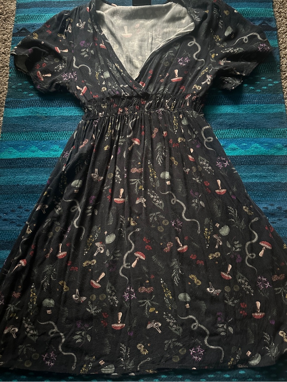 Midnight Hour Black Snake & Botanical Print Dress WITH POCKETS 2XL